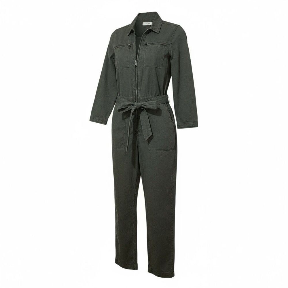 Lucky Brand Size S Tie Front Jumpsuit Utility Aviator Army Green Boilersuit